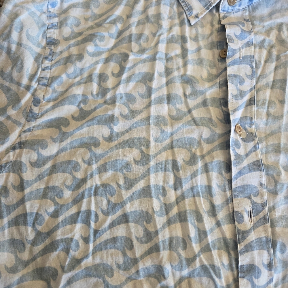 Faherty Light Blue Wave Pattern Shirt - Picture 3 of 3
